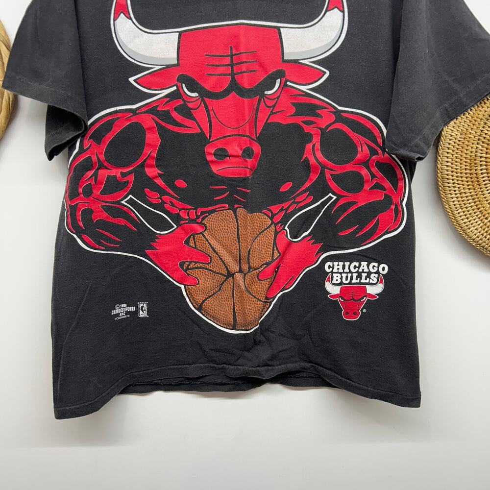 Vintage 90s Chicago Bulls Short Sleeve Crew Neck Graphic Tee T-Shirt Mens Large - Picture 5 of 6